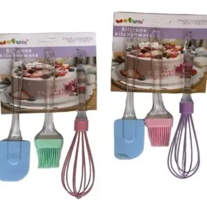 SET ESPATULA, CEPILLO Y BATIDOR DE SILICONA