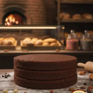 Bizcochuelo 3 capas mediano redondo chocolate 1,5kg